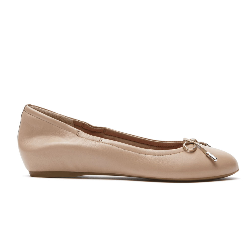 Rockport Flats For Womens Pink - Total Motion Hidden Wedge Tied Ballet - MI4065719